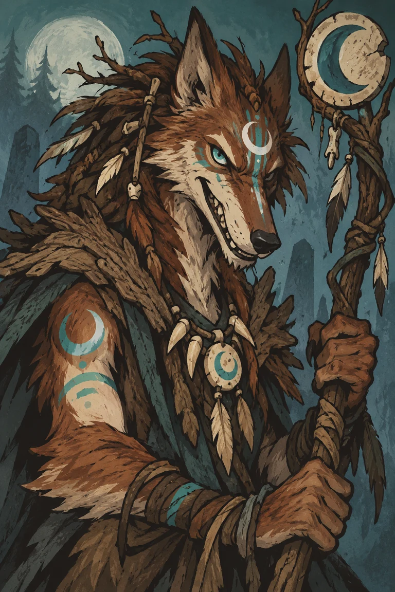 Ilustración de Chamán lobo
